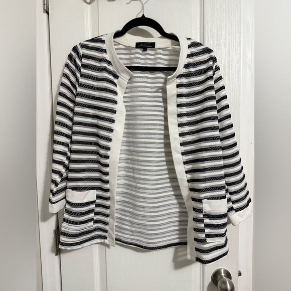 Nicole Sabbattini Black and White Striped Cardigan - Picture 1 of 4
